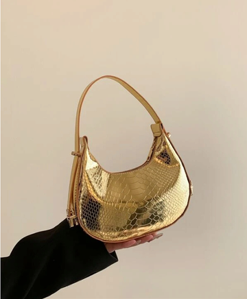 95399 Bolso hobo de color metálico con piel de serpiente