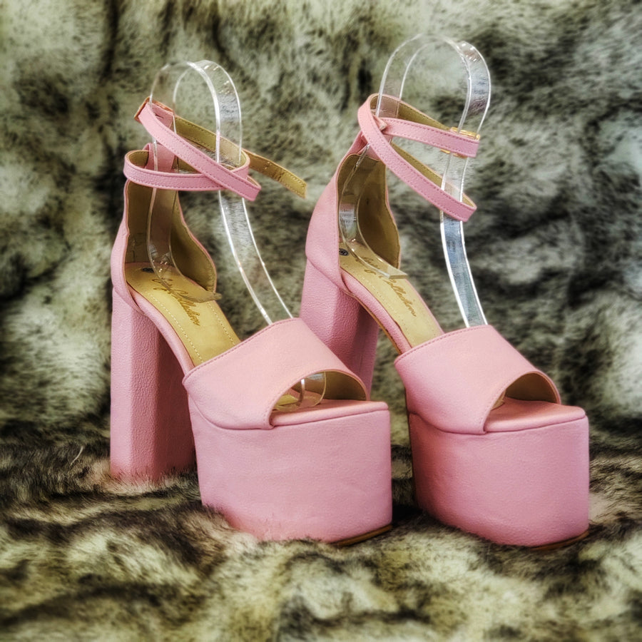 Zapatillas Rosadas de Tacón Cuadrado Para Damas - Zapatos Colombianos