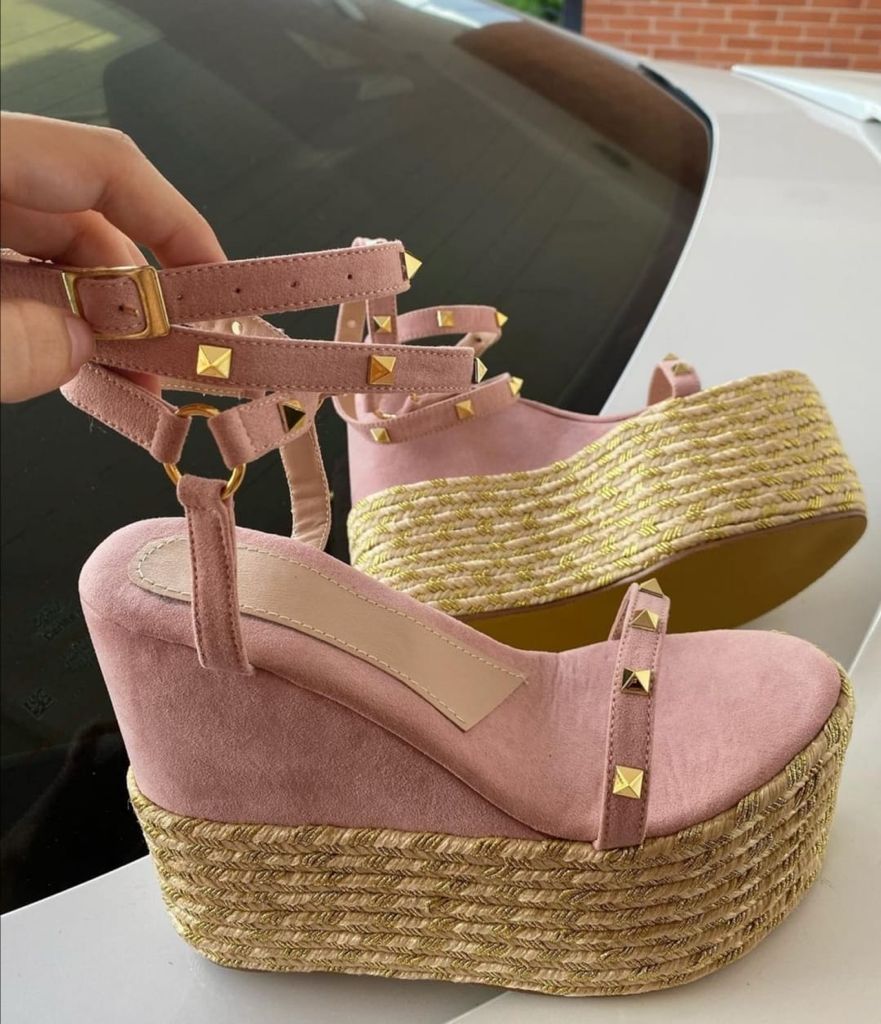Sandalias de Plataforma Rosadas Con Dorado Para Damas - Zapatos Colombianos ENVY-0026