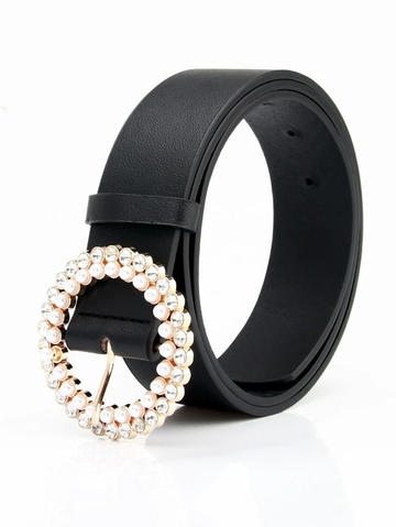sc2210248382878737 Cinturón con hebilla con diseño de diamante de imitación y perla artificial