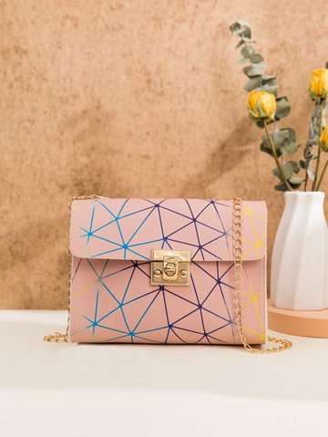 sg2112026662886763 Bolso con cadena estampado geométrico con cerradura girante con solapa