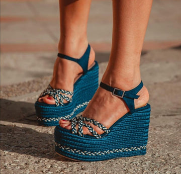 Sandalias de Plataforma Tiras Cruzadas Para Damas - Zapatos Colombianos