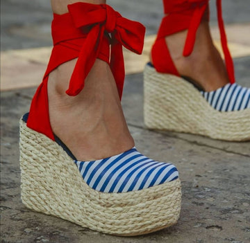 Sandalias de Plataforma Punta Cerrada y Lazos Para Damas - Zapatos Colombianos