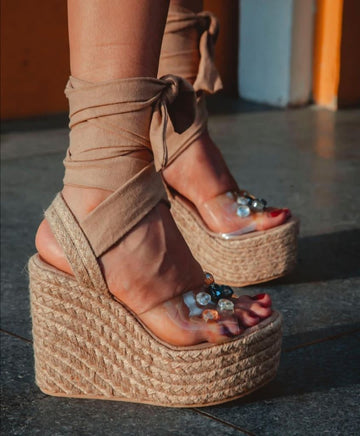 Zapatillas de Plataforma Con Lazos Para Damas - Zapatos Colombianos